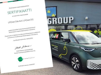 LPOnet DG -konsernille myönnettiin Ekokompassi-sertifikaatti