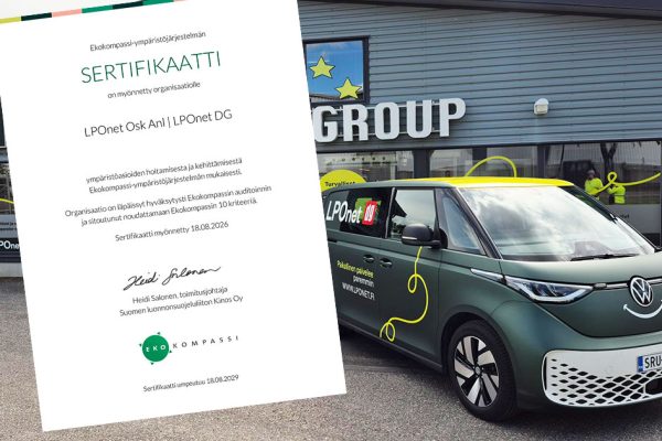 LPOnet DG-koncernen beviljades Ekokompass-certifikat